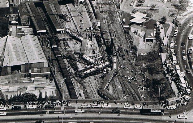 Aerial view of crash