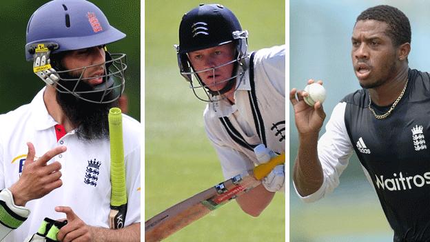 Moeen Ali (left), Sam Robson, Chris Jordan