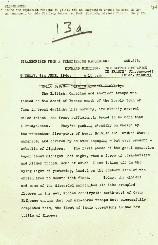 Dimbleby report from 1600, 6 June 1944