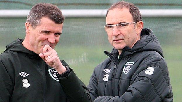 Roy Keane (left) with Martin O'Neill at Republic of Ireland training on Wednesday