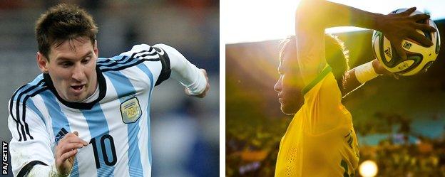 Argentina forward Lionel Messi and Brazil striker Neymar