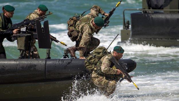 British Marines and their Dutch counterparts demonstrate a beach assault