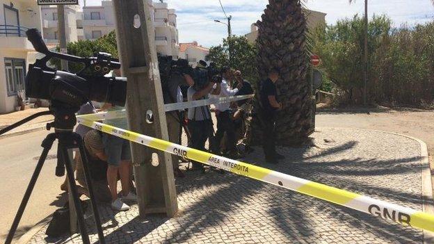 Journalists working in Praia da Luz on 5 June 1014