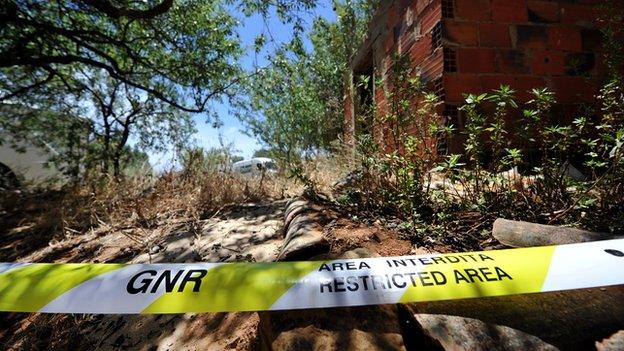 Police tape at the search site