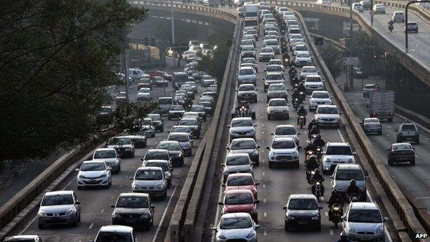 Traffic jam during Sao Paulo strike