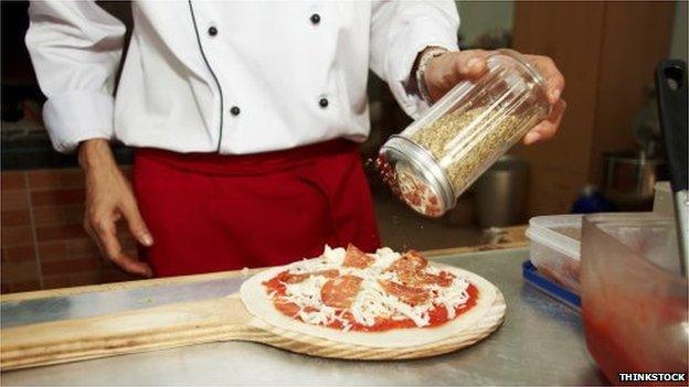 Chef prepares a pizza