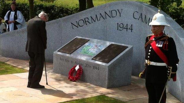 Veteran lays wreath at Normandy memorial in Staffordshire