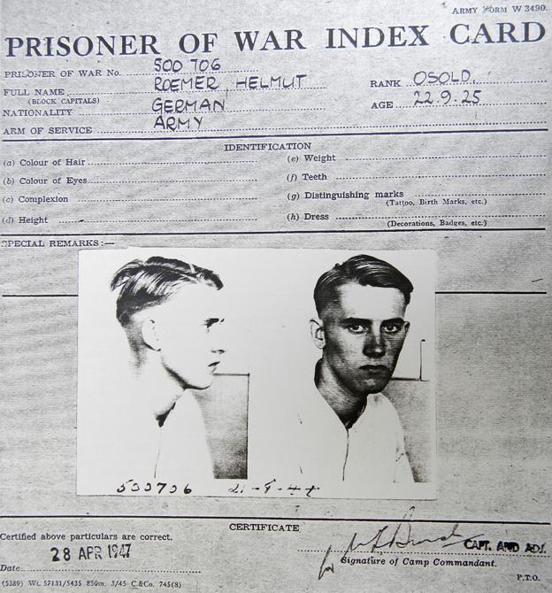 Roemer's prisoner of war card