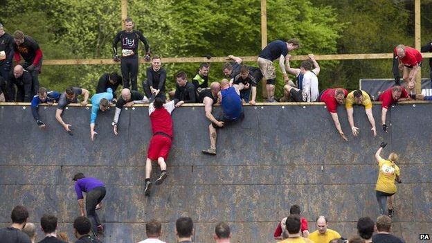 Participants in a Tough Mudder event