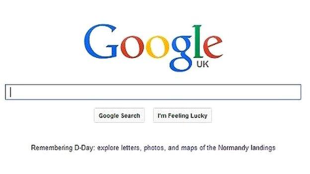 Screen grab of Google UK homepage