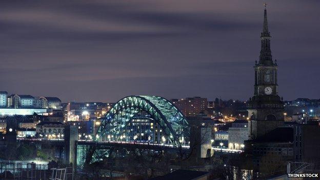 Newcastle upon Tyne at night