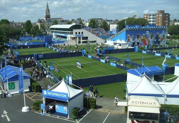 General view of Devonshire Park during the Eastbourne tournament in 2013