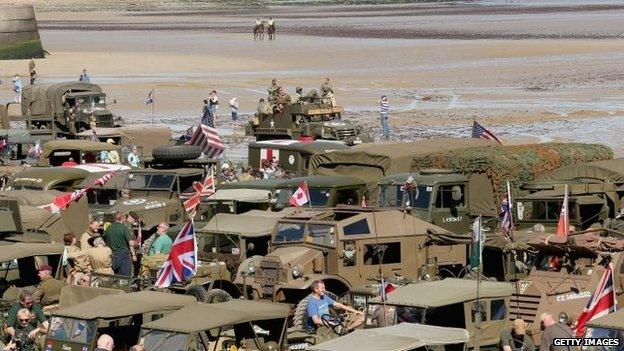 Military vehicles on Gold Beach