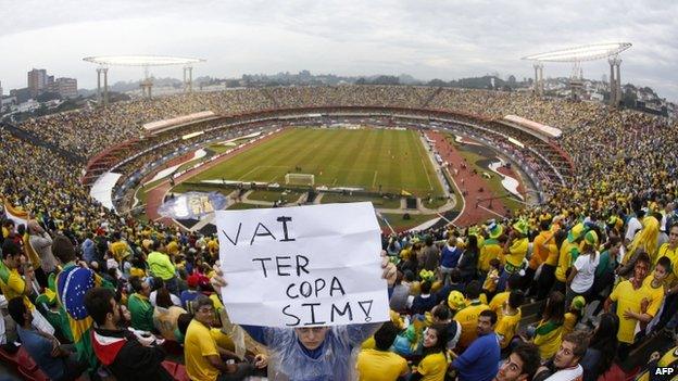 Brazilian fans ahead of match at the Morumbi stadium