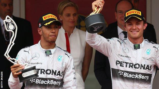 Mercedes Lewis Hamilton (left) and Nico Rosberg