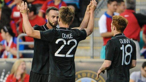 Republic of Ireland striker Kevin Doyle celebrates his goal against Costa Rica