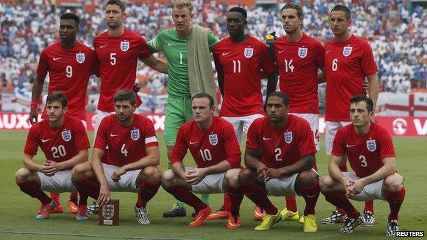 The England team which started against Honduras