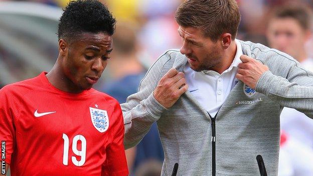 England forward Raheem Sterling (left) and captain Steven Gerrard