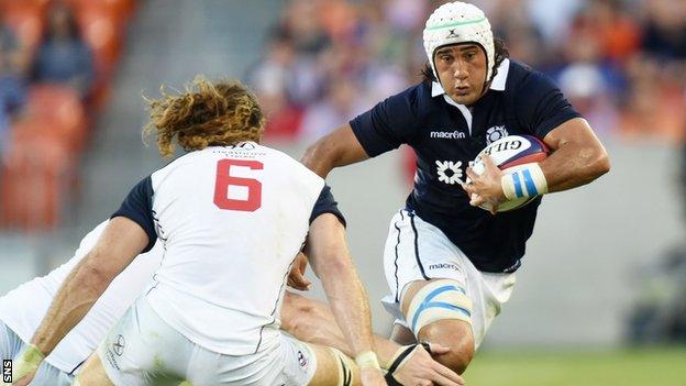 Blair Cowan in action for Scotland against USA