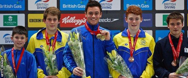 Divers Matthew Dixon, James Denny, Tom Daley, Sam Thornton and Daniel Goodfellow