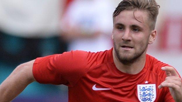 Southampton left-back Luke Shaw in England action