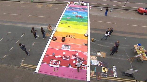 Aerial view of the rainbow crossing