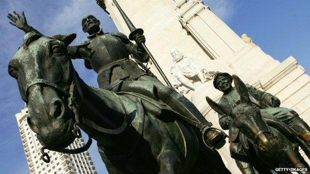 Statues of Don Quixote and Sancho Panza in Madrid's - 10 January 2005