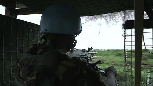 Watchtower at UN camp in Juba