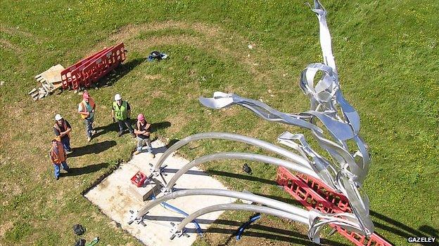 'Leaping Man' statue of Greg Rutherford in Milton Keynes