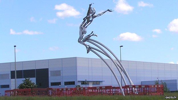 'Leaping Man' statue of Greg Rutherford in Milton Keynes