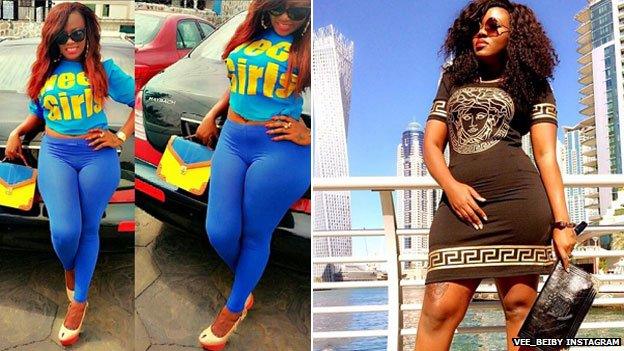 Two photos of Vera Sidika from her Instagram page a few months ago where her skin appears darker