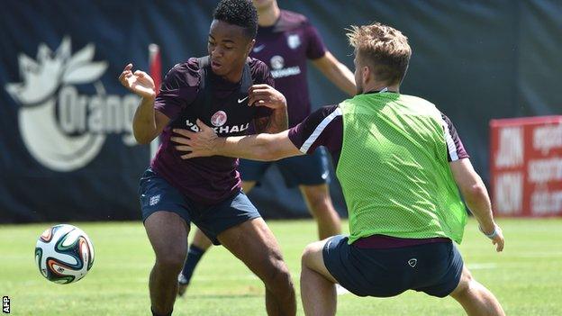 Raheem Sterling during England training