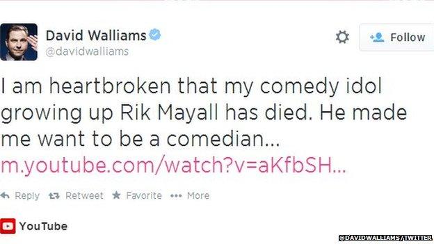 David Walliams tweet about Rik Mayall