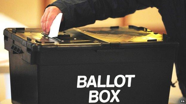 A voter placing a ballot paper in the ballot box