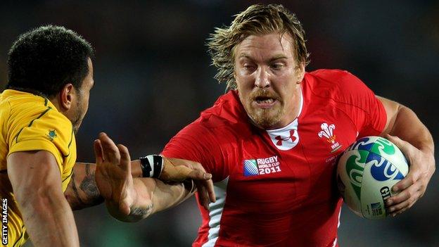 Andy Powell in action for Wales at the 2011 World Cup