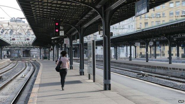 Woman on platform at Gare de L'Est in Paris (11 June)