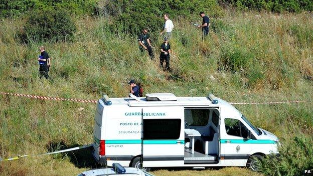 Police at the search site