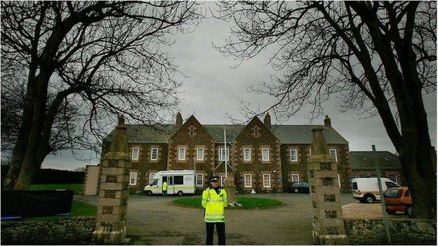 Police outside children's home Haut de la Garenne in Jersey