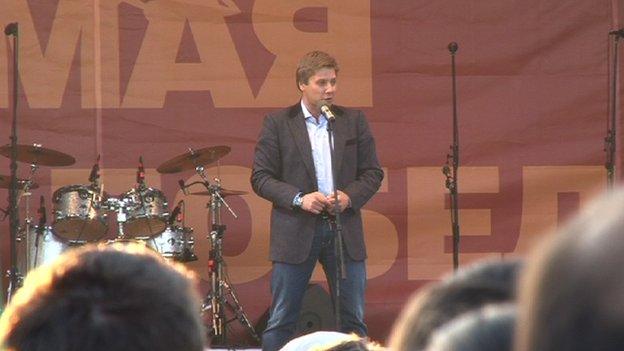 The Russian-speaking mayor of Riga, Nils Usakovs,