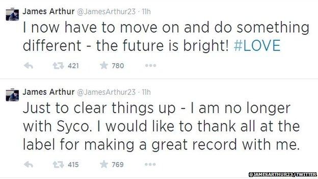 James Arthur broke the news to fans on Twitter