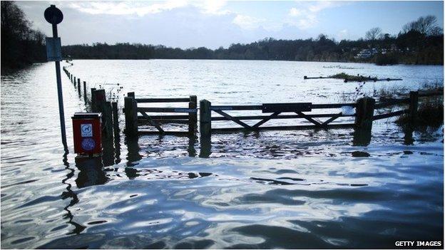 Field flooded by River Wey