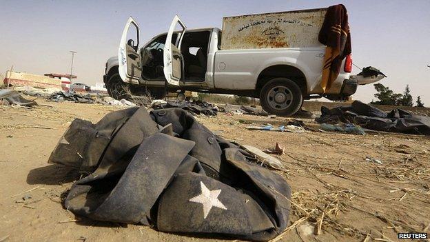 Items abandoned by retreating Iraqi military near Mosul. 11 June 2014