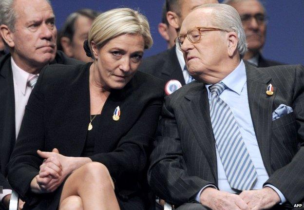 File pic from 2011 of Marine Le Pen with father Jean-Marie Le Pen