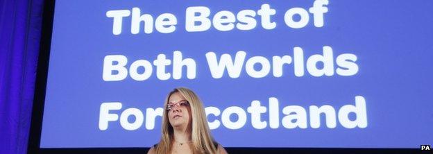 Clare Lally at a Better Together rally on 100-days-to-go day