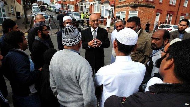 Labour MP Keith Vaz, who represents Leicester East, meeting community members in Wood Hill