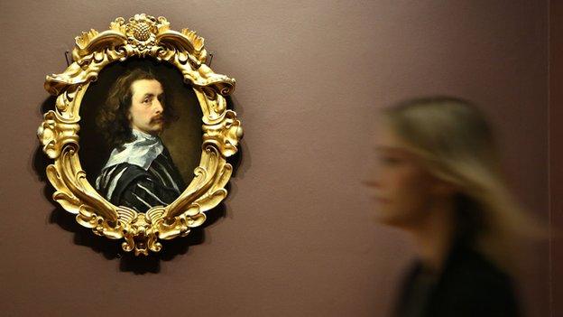 A self-portrait of painter Sir Anthony van Dyck hanging in the National Portrait Gallery