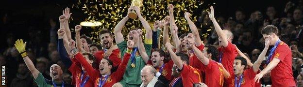 Spain celebrate with World Cup