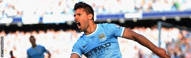 Sergio Aguero scoring for Manchester City