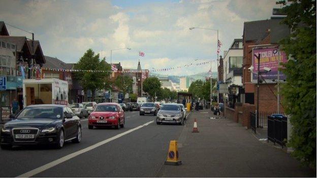 Flags erected in the Ballynafeigh area of south Belfast