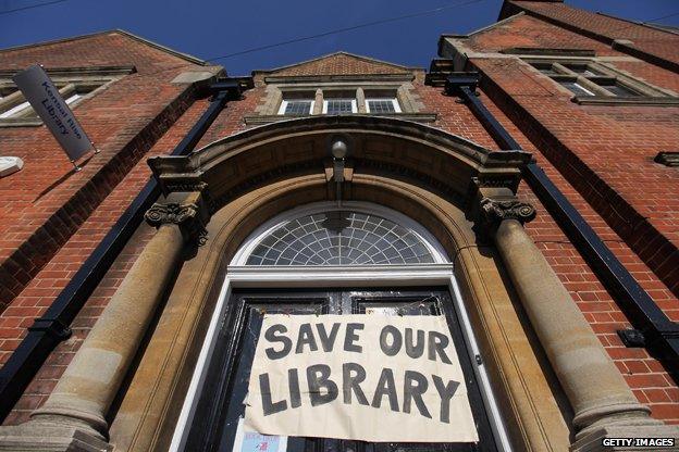 Banner reads "Save our library"